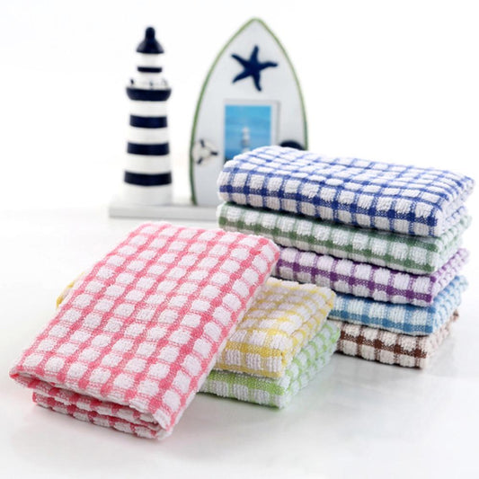 Soft Plaid Tea Towel Absorbent Kitchen Table Dishcloth Cotton Cleaning Cotton Table Napkins Kitchen Dishcloth Placemats cloth ra